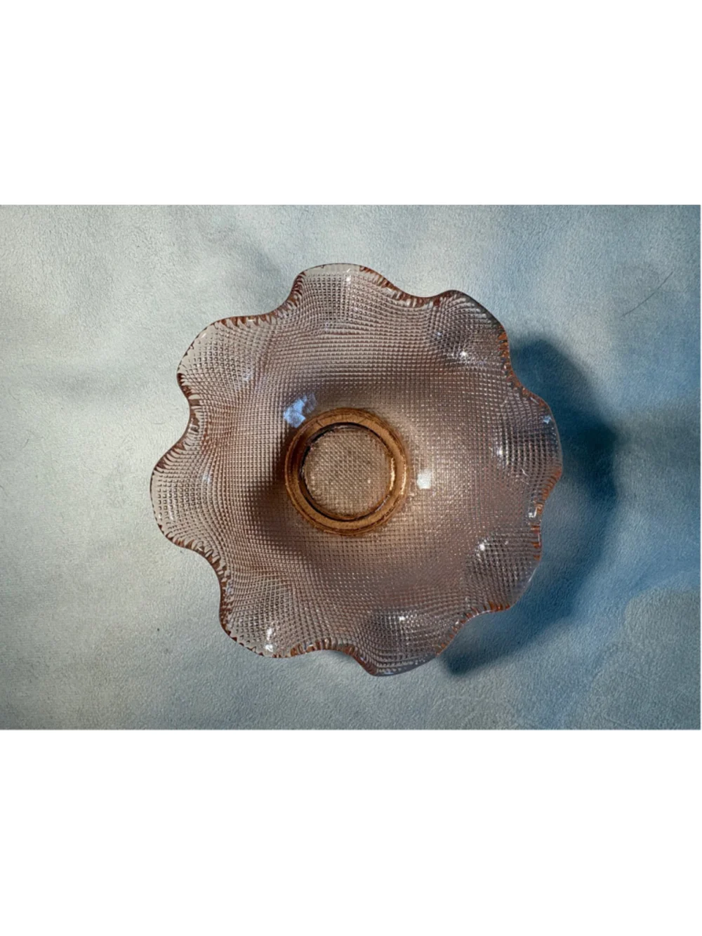1960s Italian Colony Waffle pink Ruffled Dessert Bowl & Plate Set - set of 2